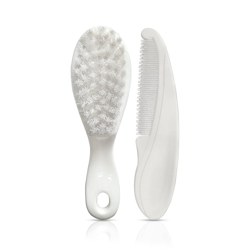 Luv Lap LuvLap Elegant Baby Hair Brush and Comb Set, 0m+ (White) - Image 1